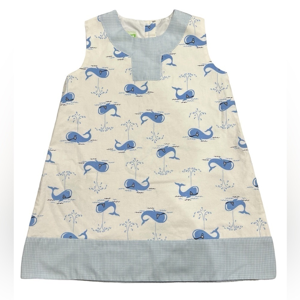Little Threads Brand Sleeveless Dress with Whale/Check Pattern in size 4. EUC